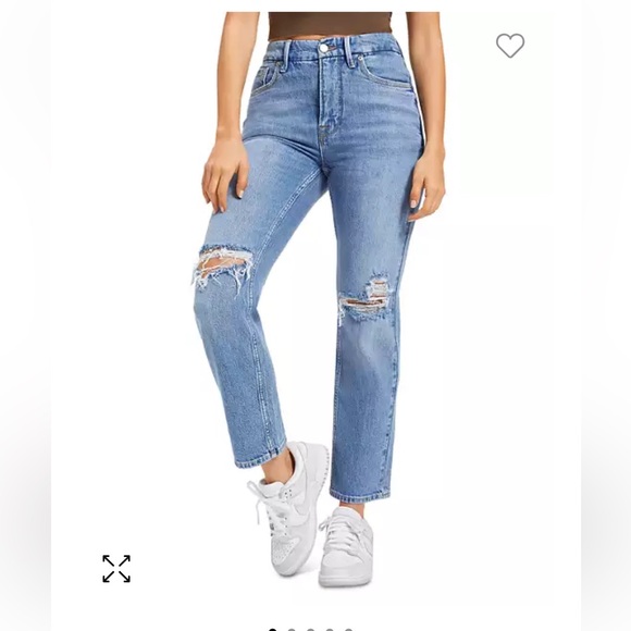 Good American 90s Cropped Straight Icon Jeans - Picture 1 of 7